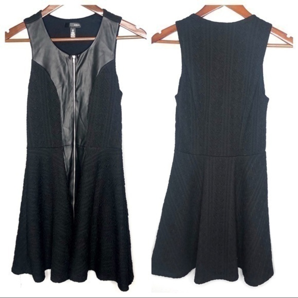 Aqua black sleeveless little black fit flare dress